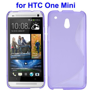 Силиконов гръб ТПУ S-Case за HTC One Mini M4 лилав прозрачен